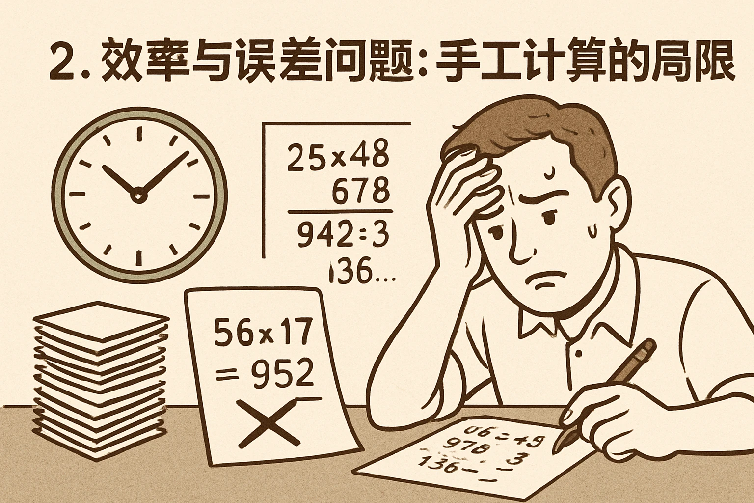2. 效率与误差问题：手工计算的局限