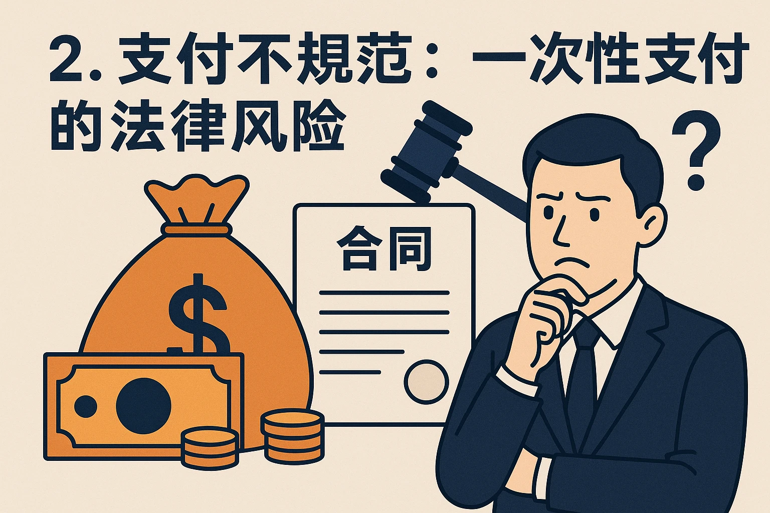 2. 支付不规范：一次性支付的法律风险