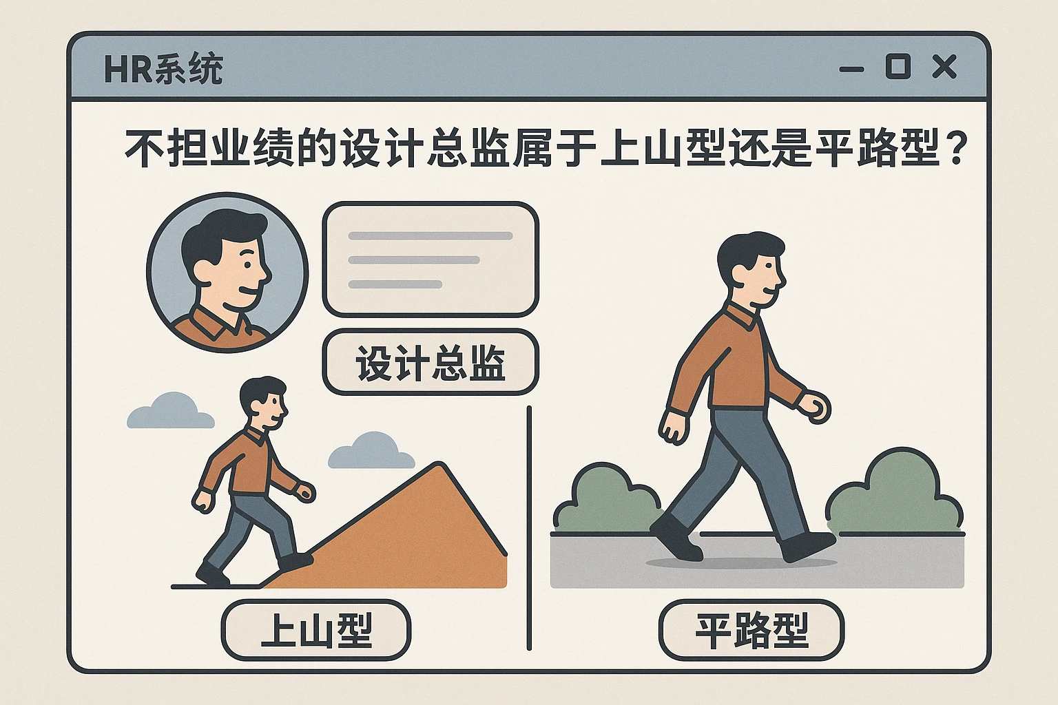 HR系统视角下：不担业绩的设计总监属于上山型还是平路型？