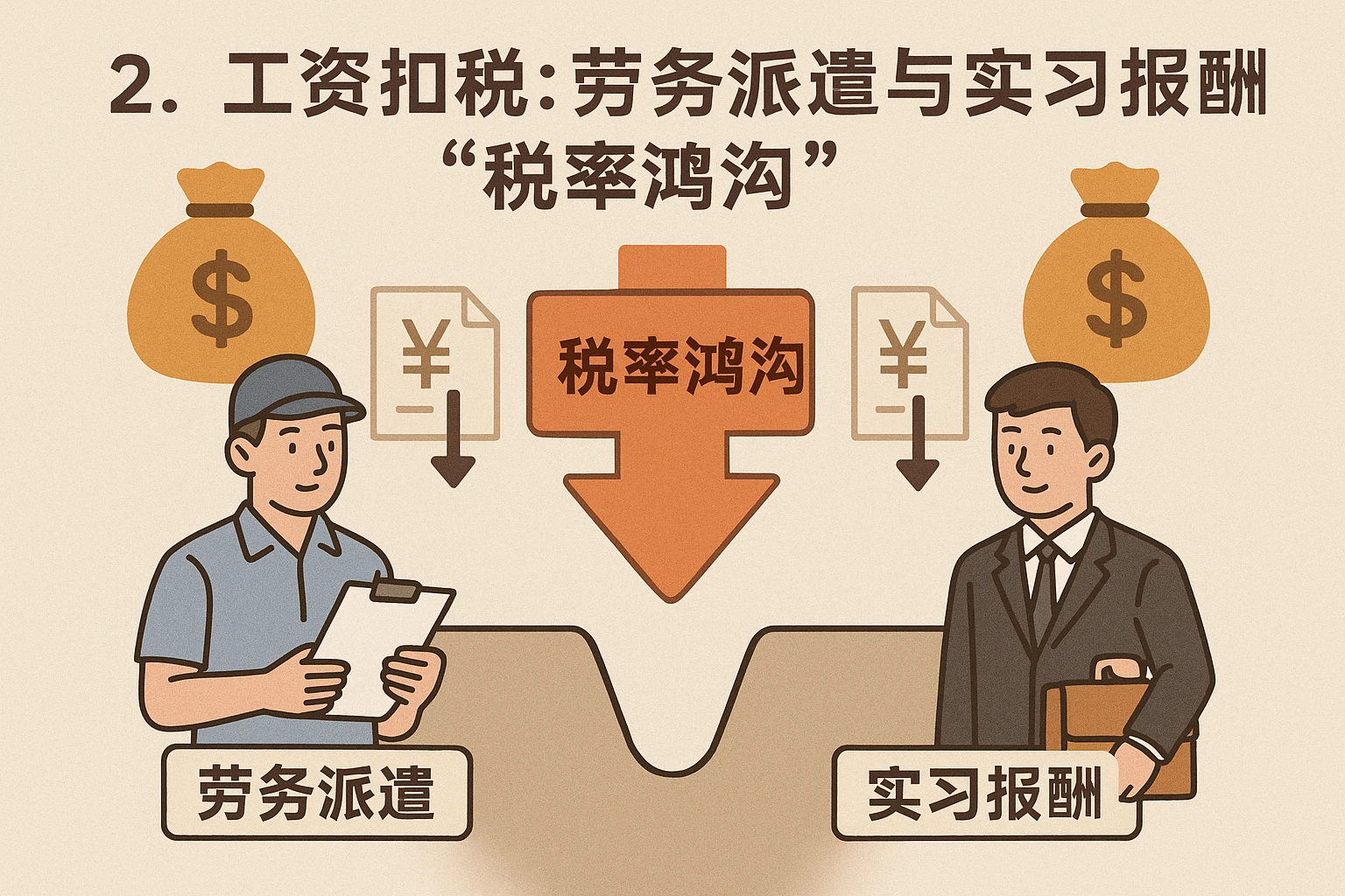 2. 工资扣税：劳务派遣与实习报酬的“税率鸿沟”
