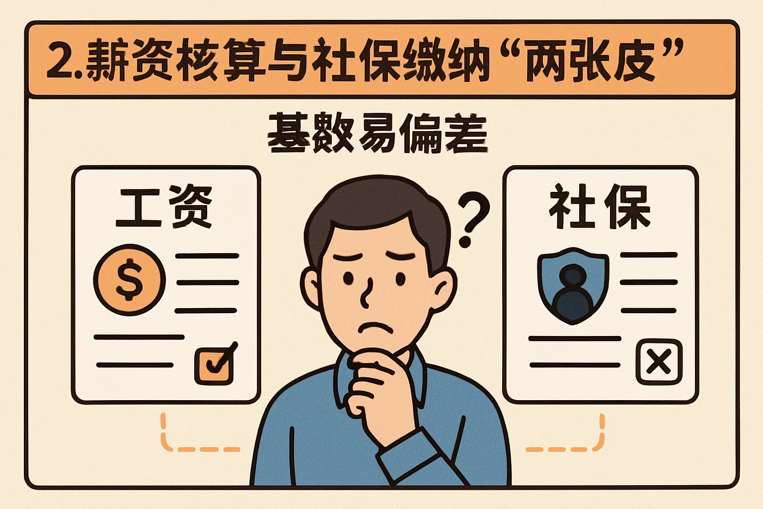 2. 薪资核算与社保缴纳“两张皮”，基数易偏差