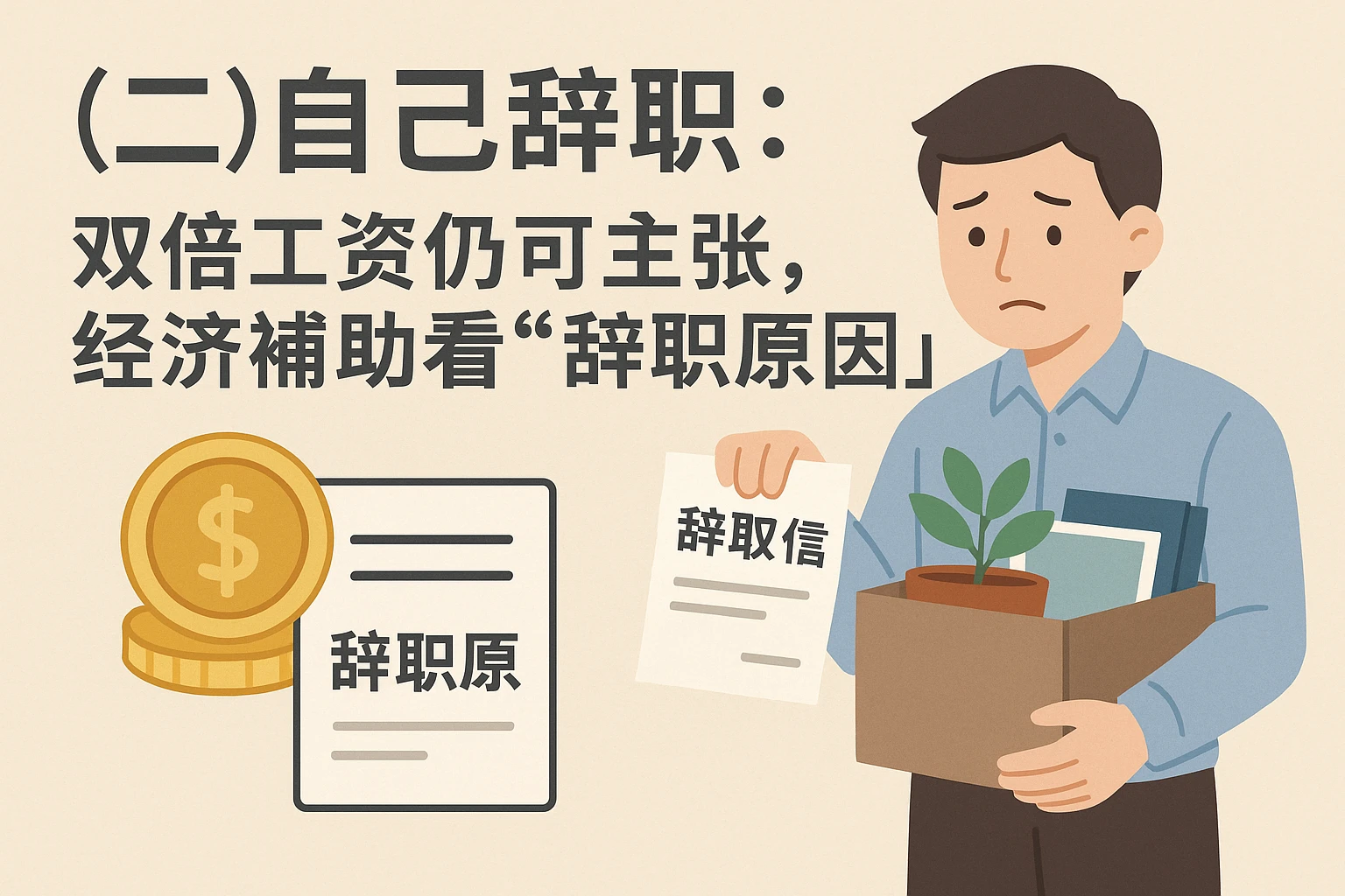 （二）自己辞职：双倍工资仍可主张，经济补偿看“辞职原因”