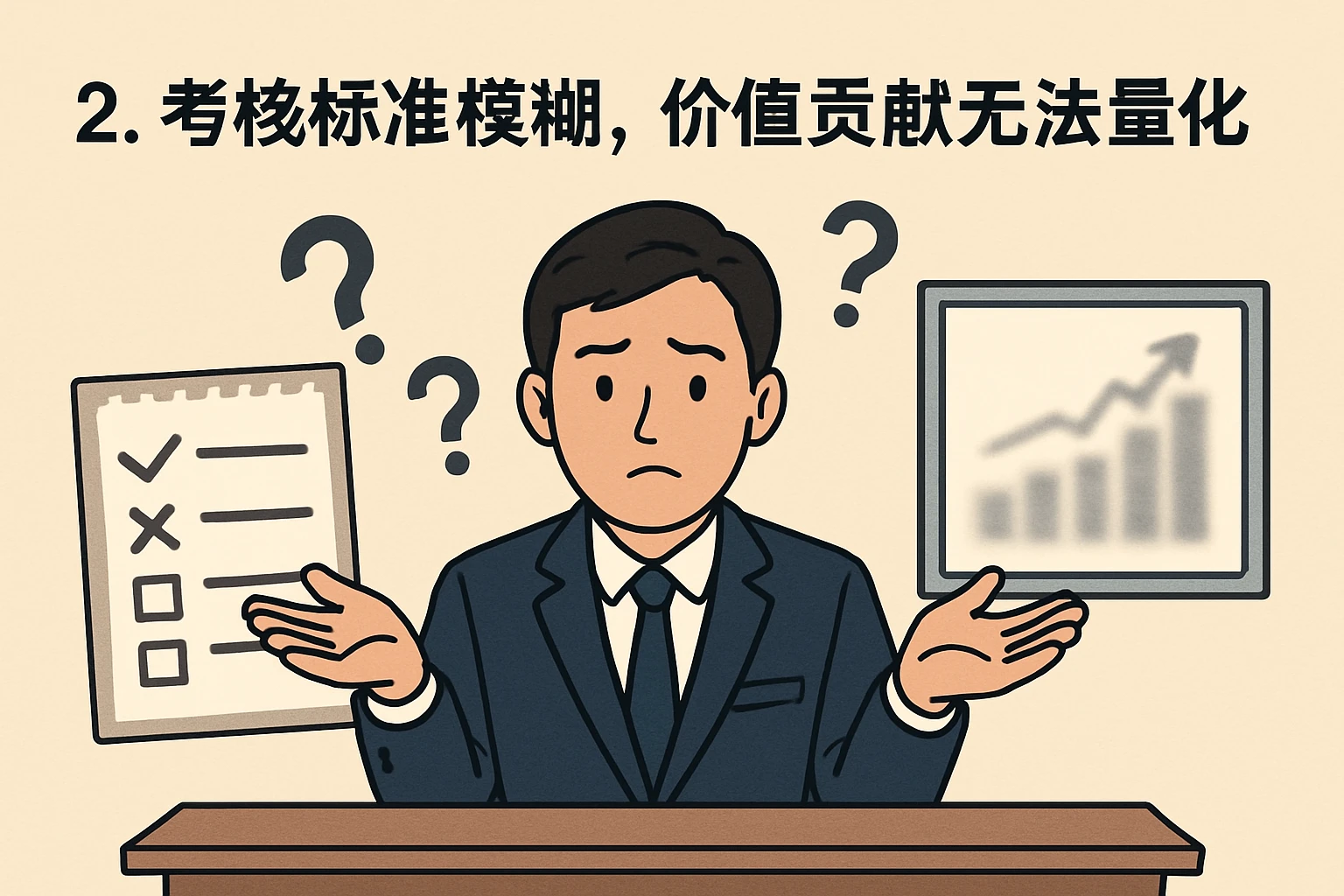 2. 考核标准模糊，价值贡献无法量化