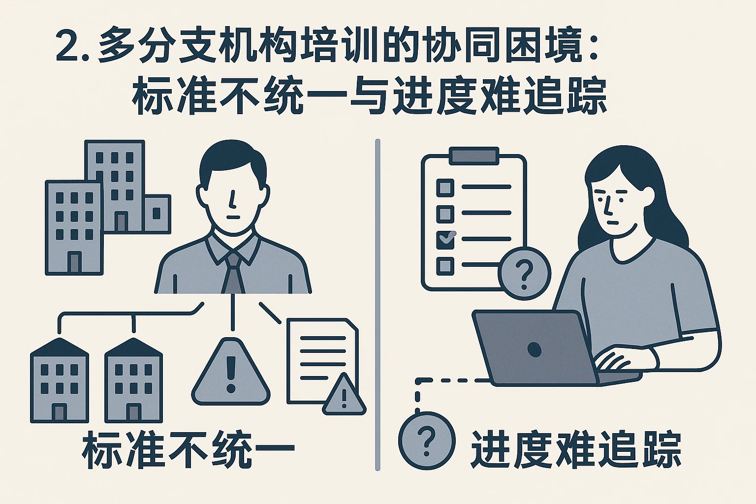 2. 多分支机构培训的协同困境：标准不统一与进度难追踪