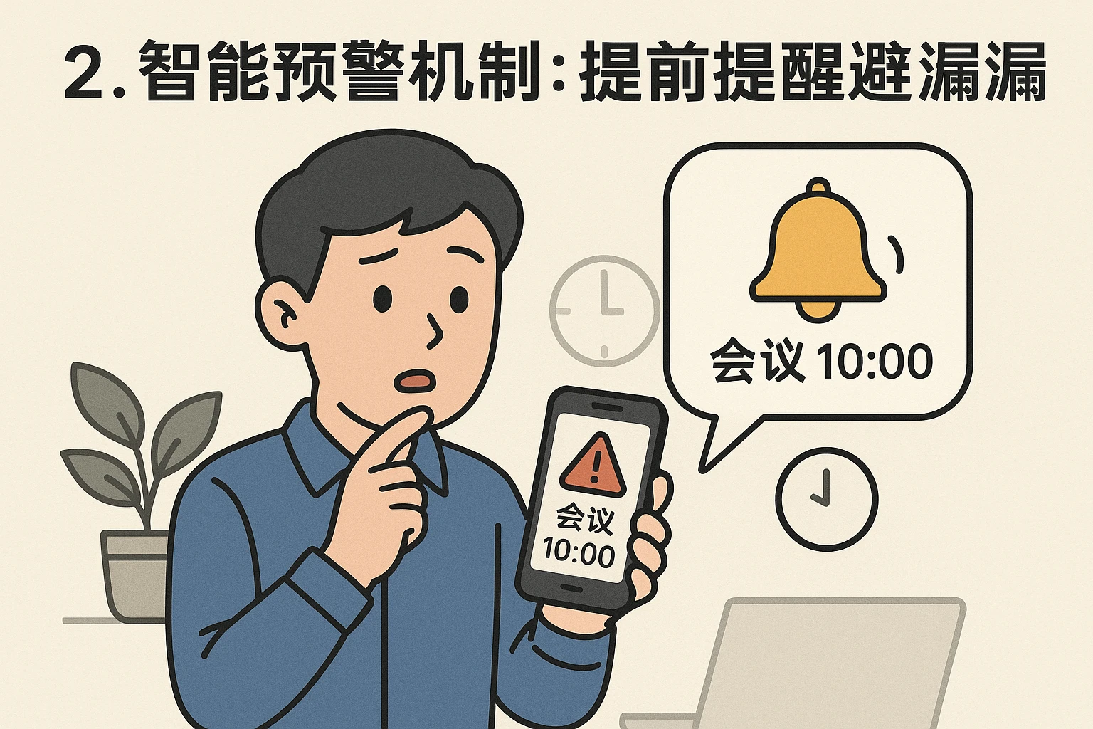 2. 智能预警机制：提前提醒避免遗漏
