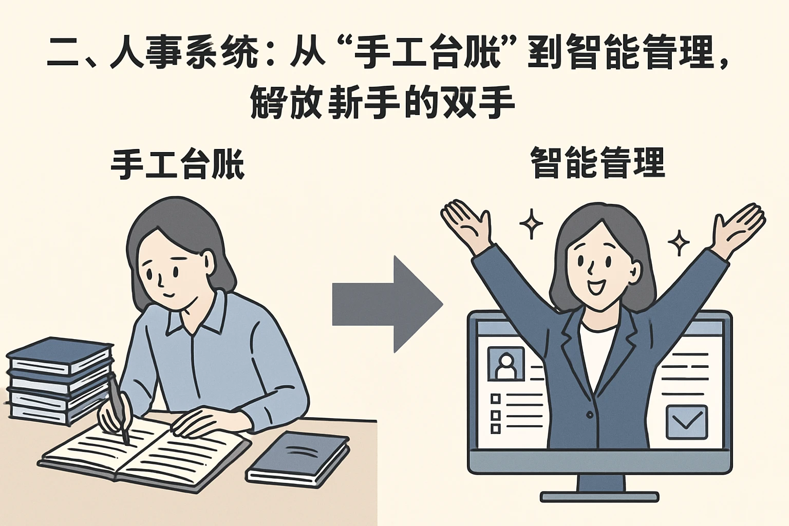 二、人事系统：从“手工台账”到“智能管理”，解放新手的双手