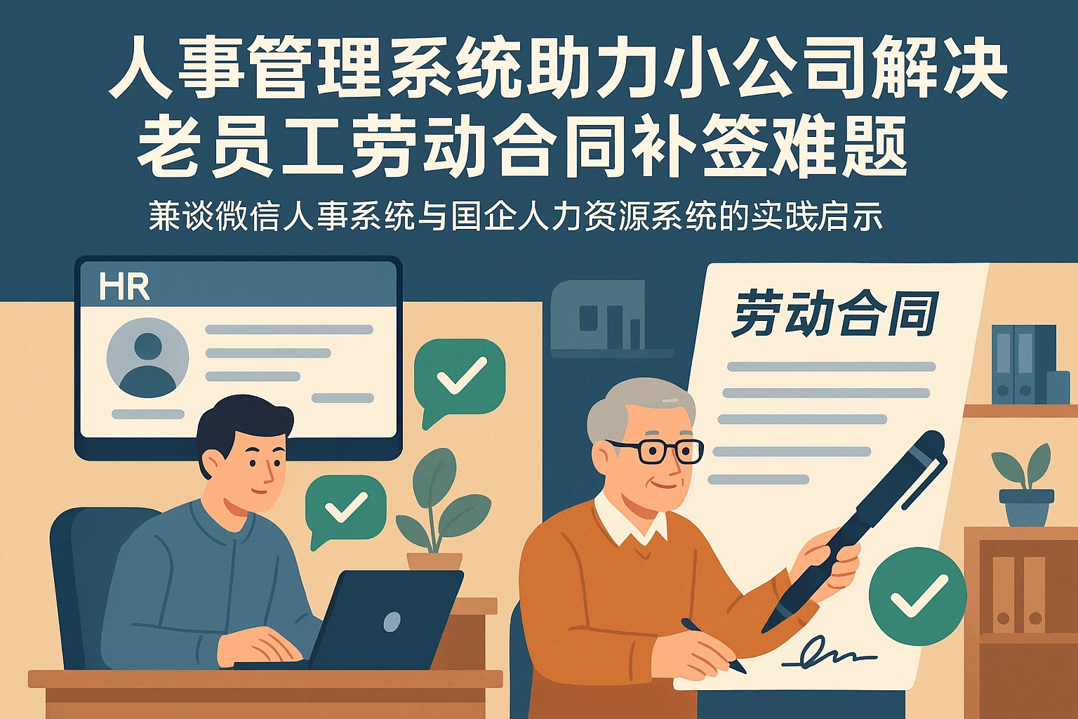 人事管理系统助力小公司解决老员工劳动合同补签难题——兼谈微信人事系统与国企人力资源系统的实践启示