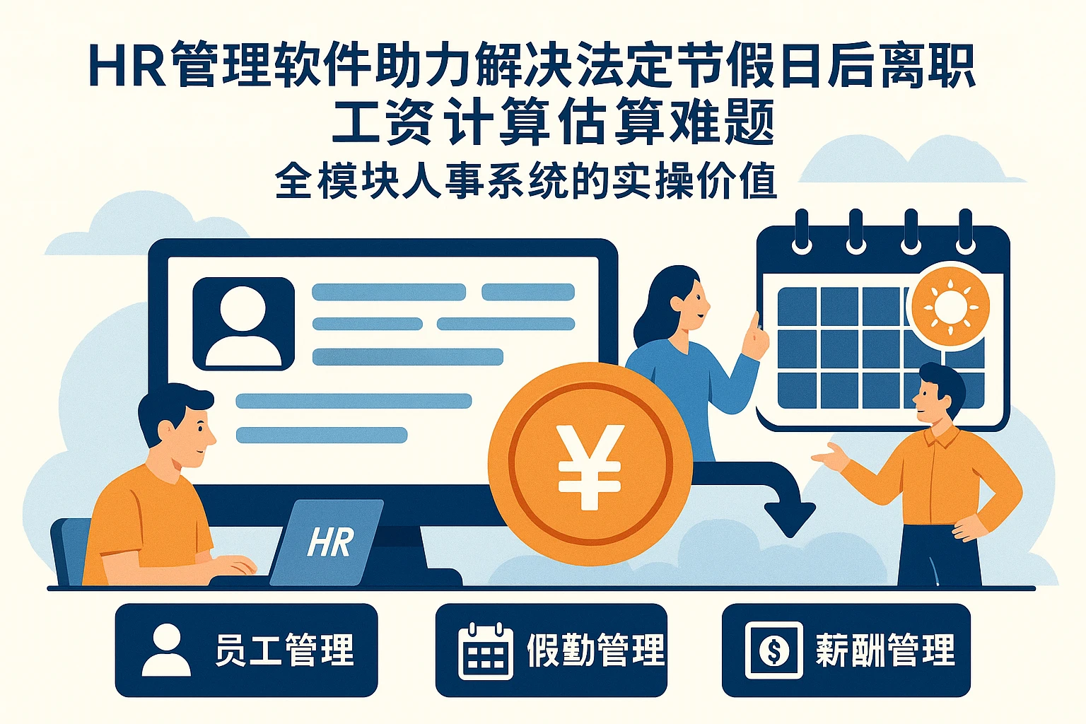 HR管理软件助力解决法定节假日后离职工资计算难题——全模块人事系统的实操价值