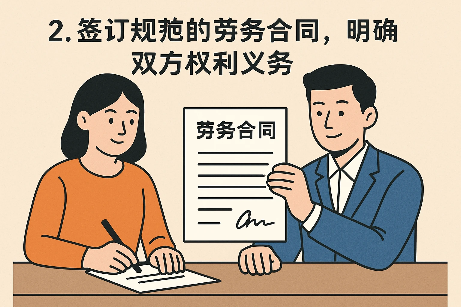 2. 签订规范的劳务合同，明确双方权利义务