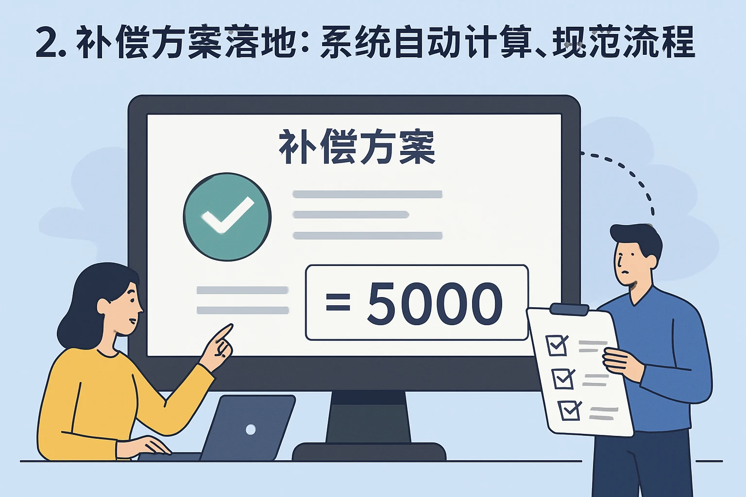 2. 补偿方案落地：系统自动计算，规范流程