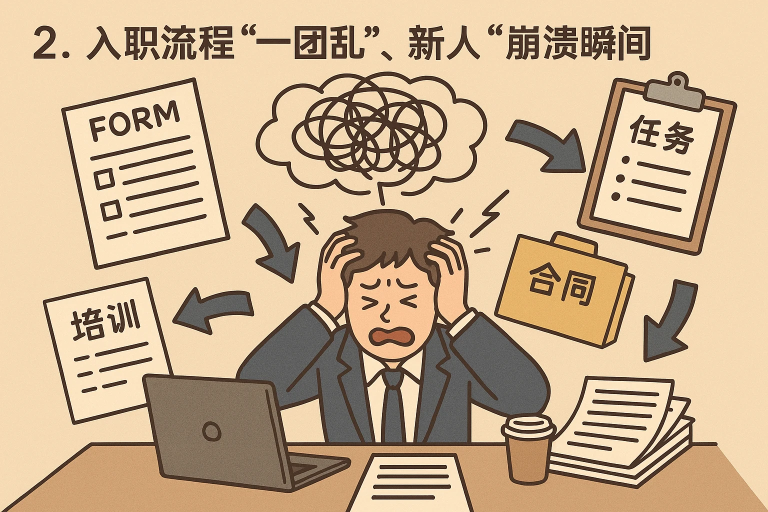 2. 入职流程“一团乱”，新人的“崩溃瞬间”