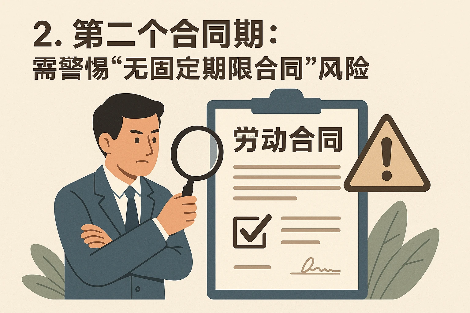2. 第二个合同期：需警惕“无固定期限合同”风险