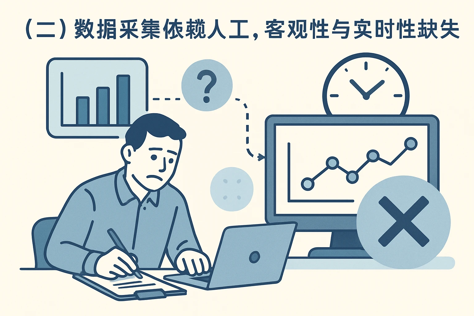 （二）数据采集依赖人工，客观性与实时性缺失