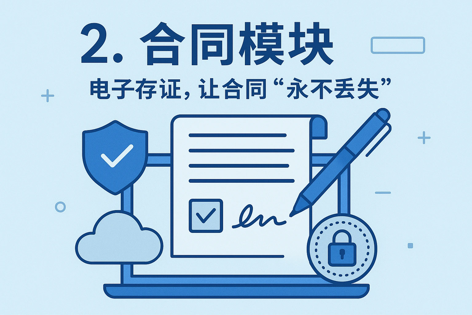 2. 合同模块：电子存证，让合同“永不丢失”