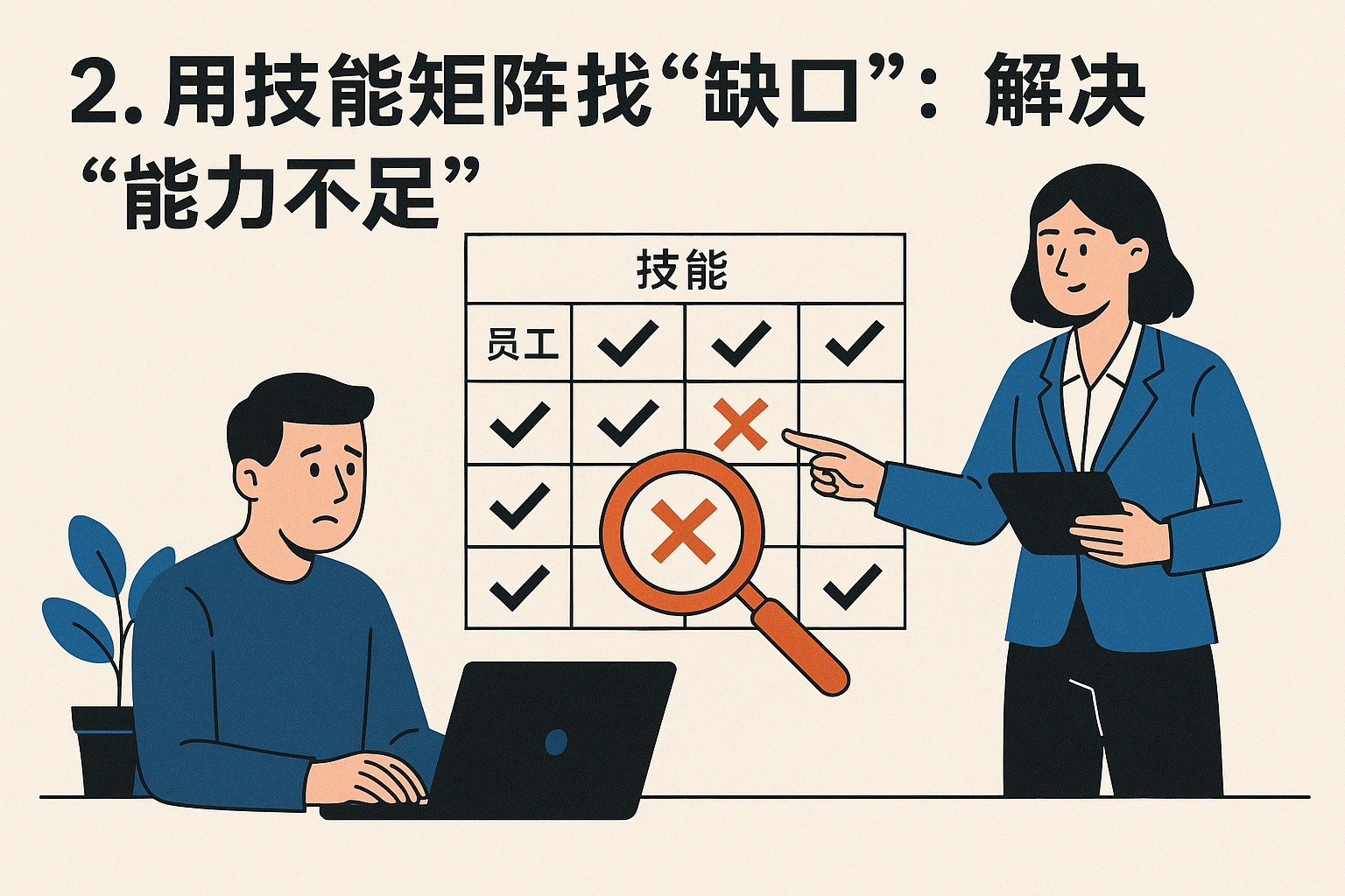 2. 用技能矩阵找“缺口”：解决“能力不足”