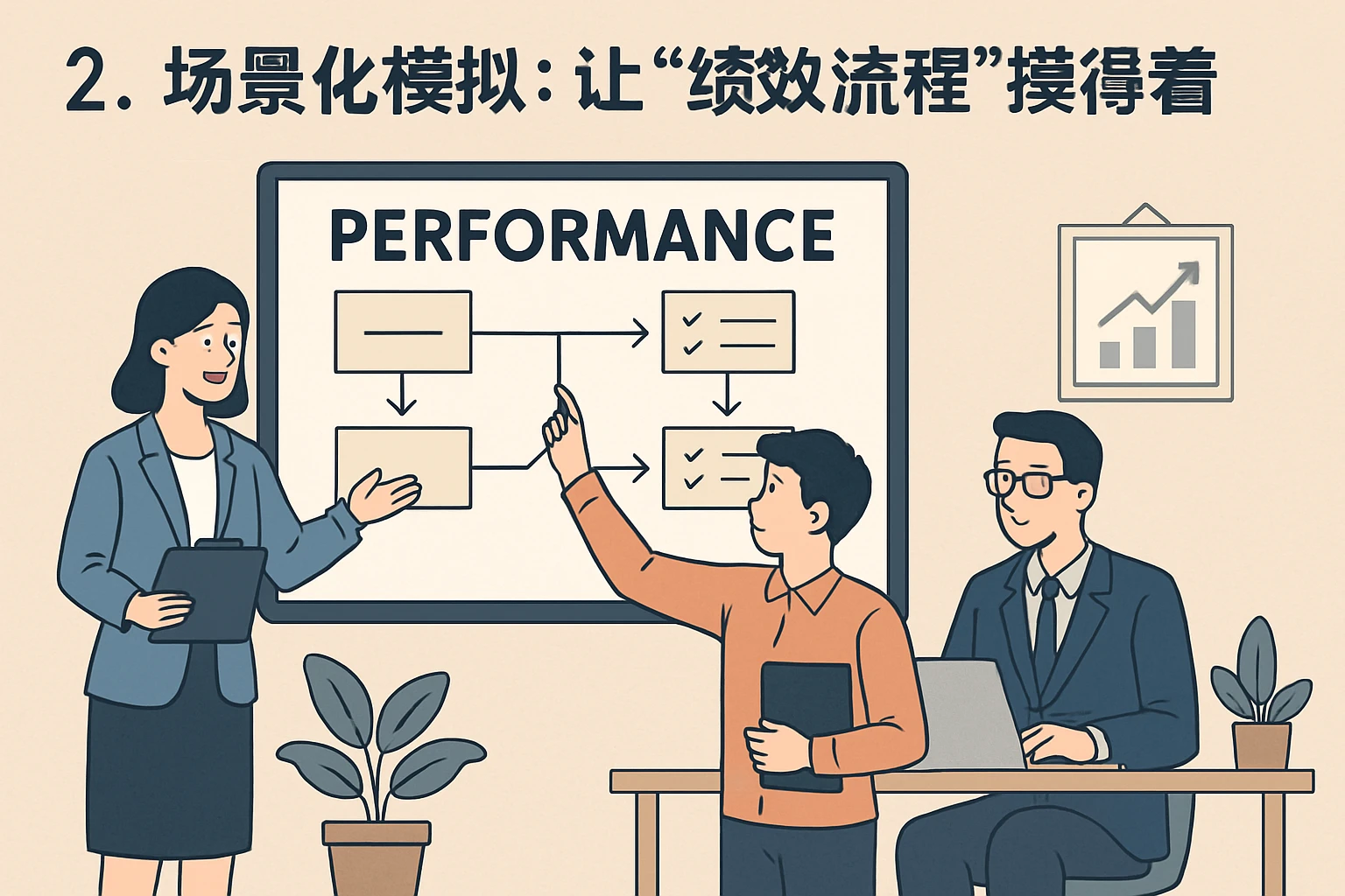 2. 场景化模拟：让“绩效流程”摸得着