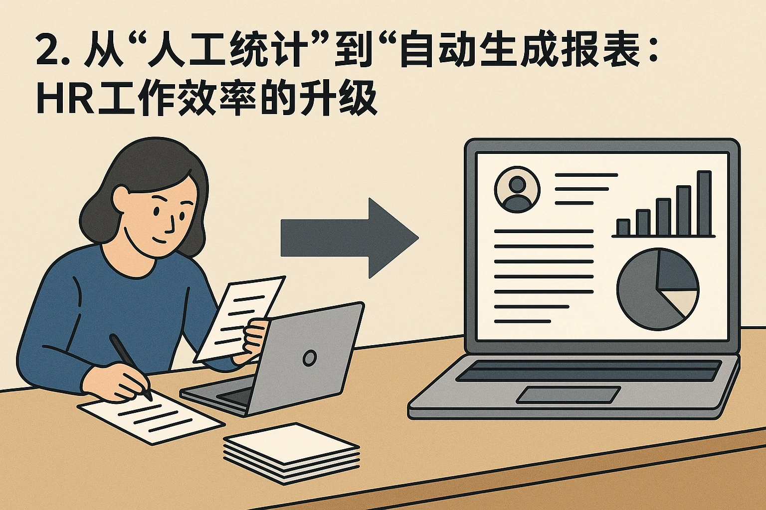 2. 从“人工统计”到“自动生成报表”：HR工作效率的升级