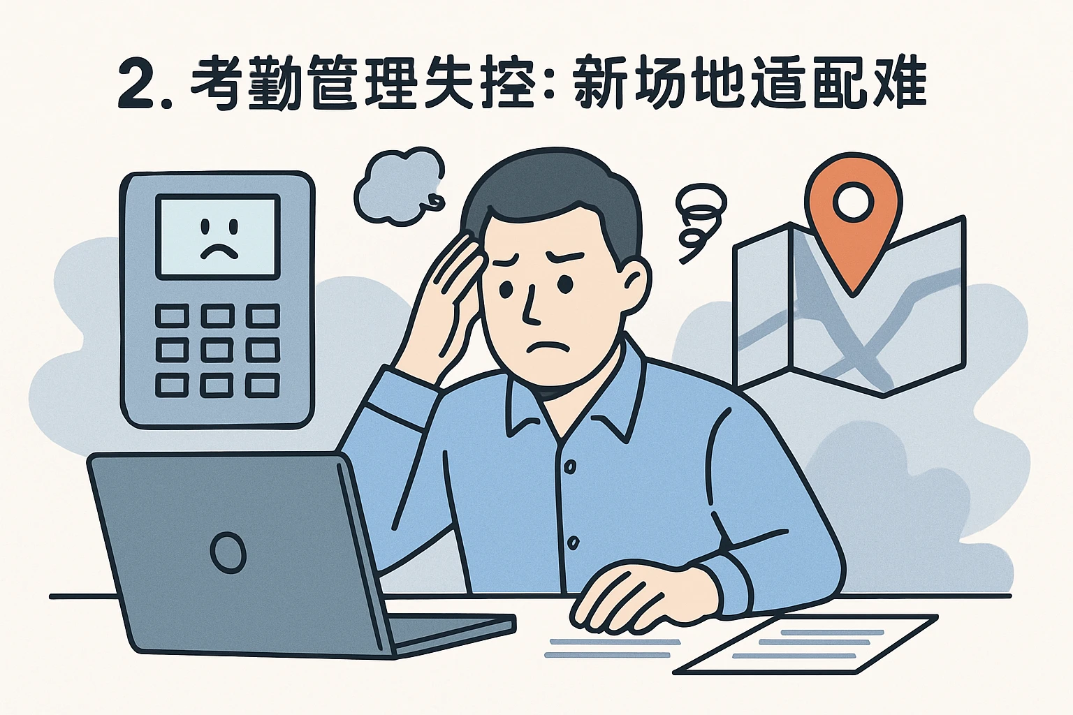 2. 考勤管理失控：新场地适配难