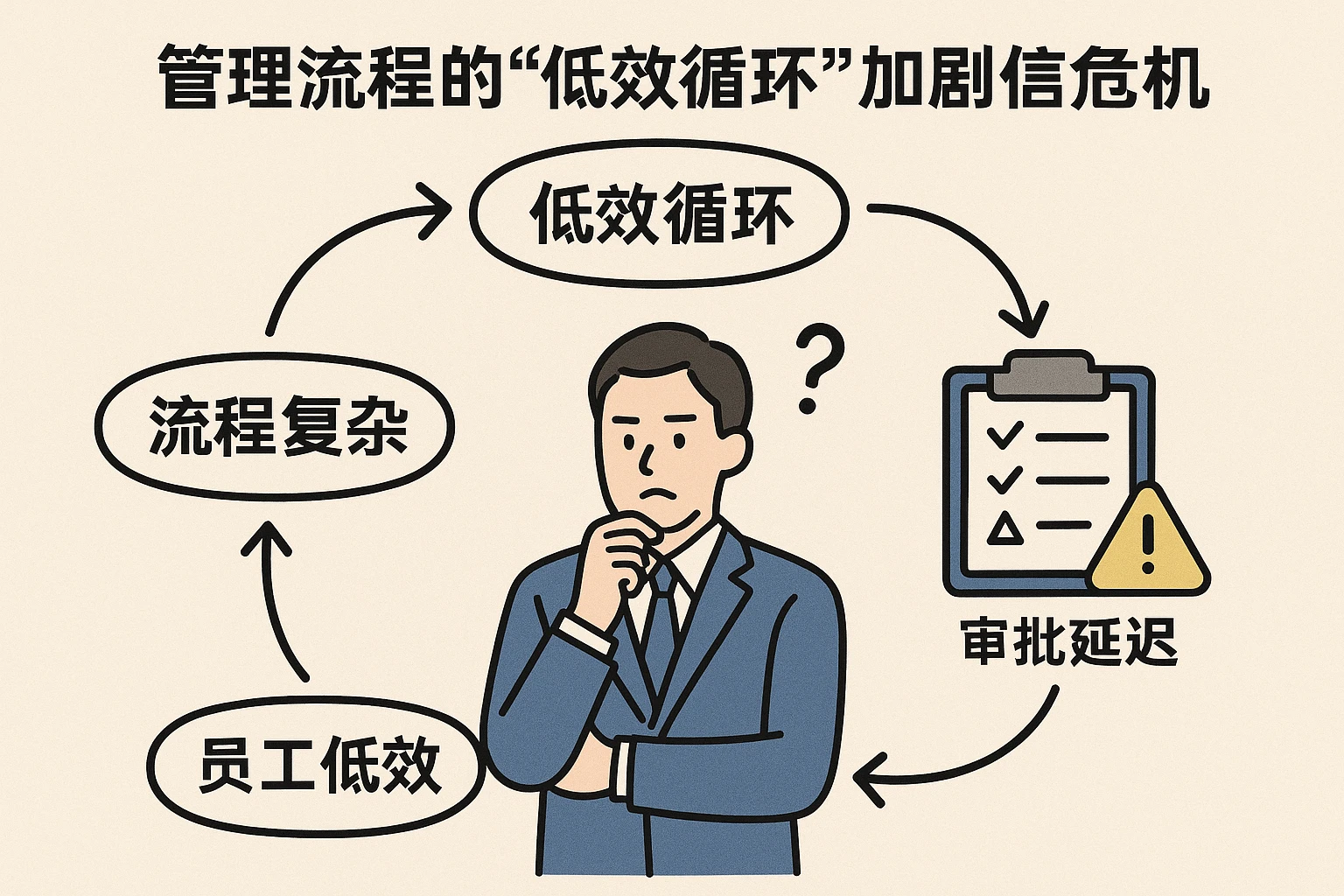 2. 管理流程的“低效循环”加剧信任危机