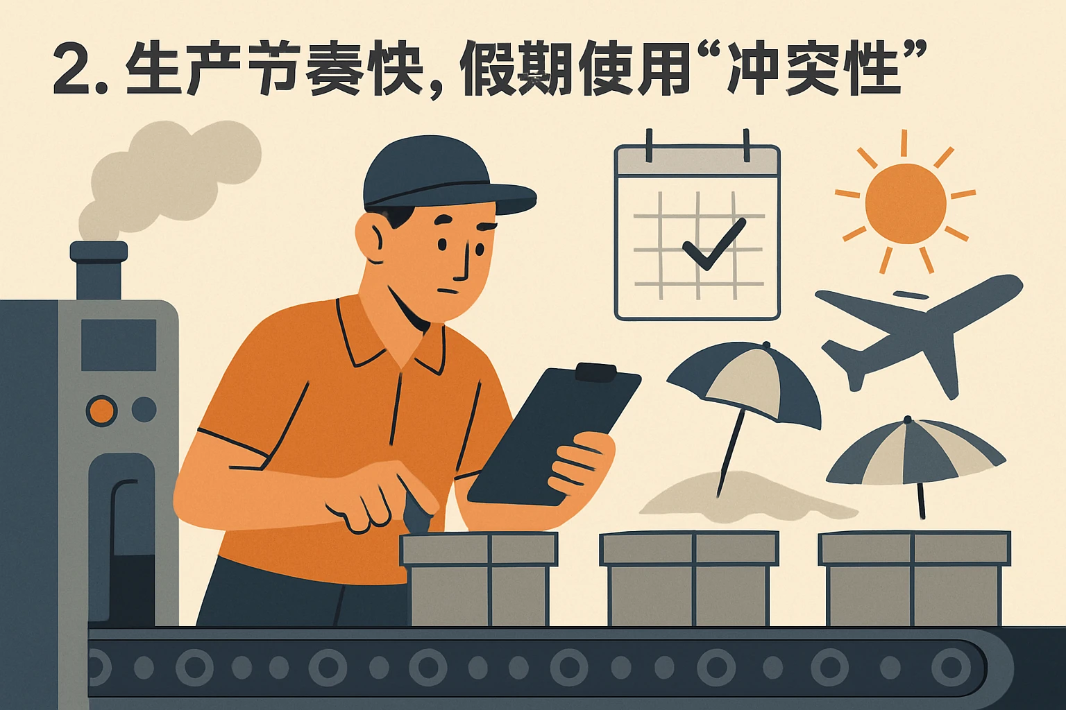 2. 生产节奏快，假期使用“冲突性”