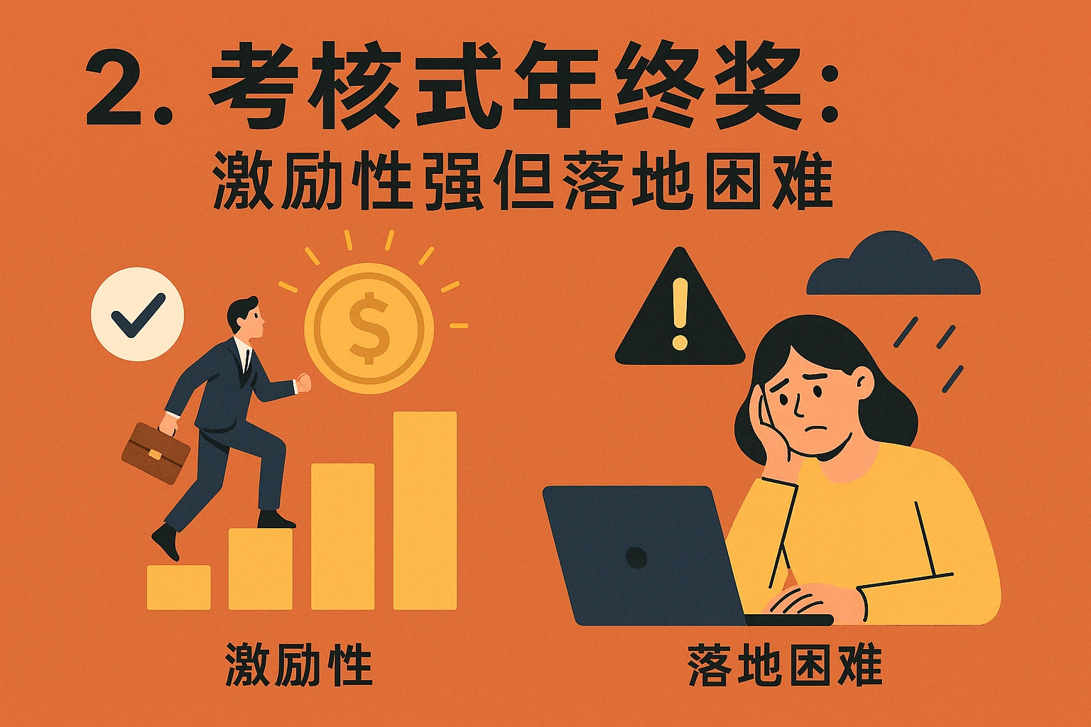 2. 考核式年终奖：激励性强但落地困难