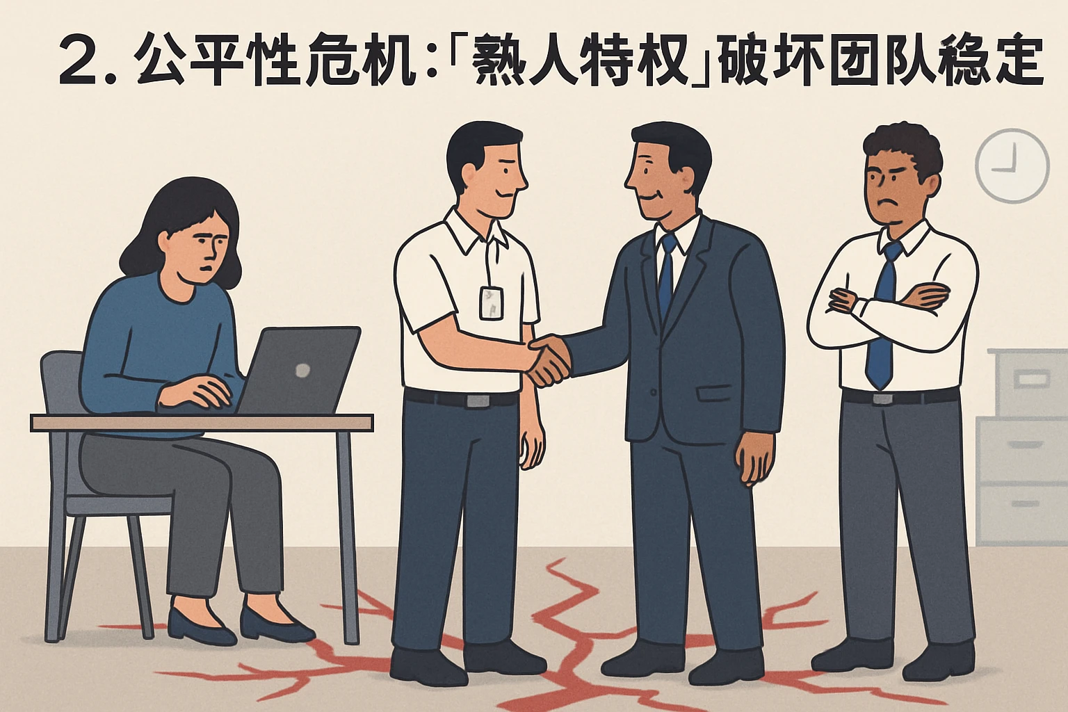 2. 公平性危机：“熟人特权”破坏团队稳定性