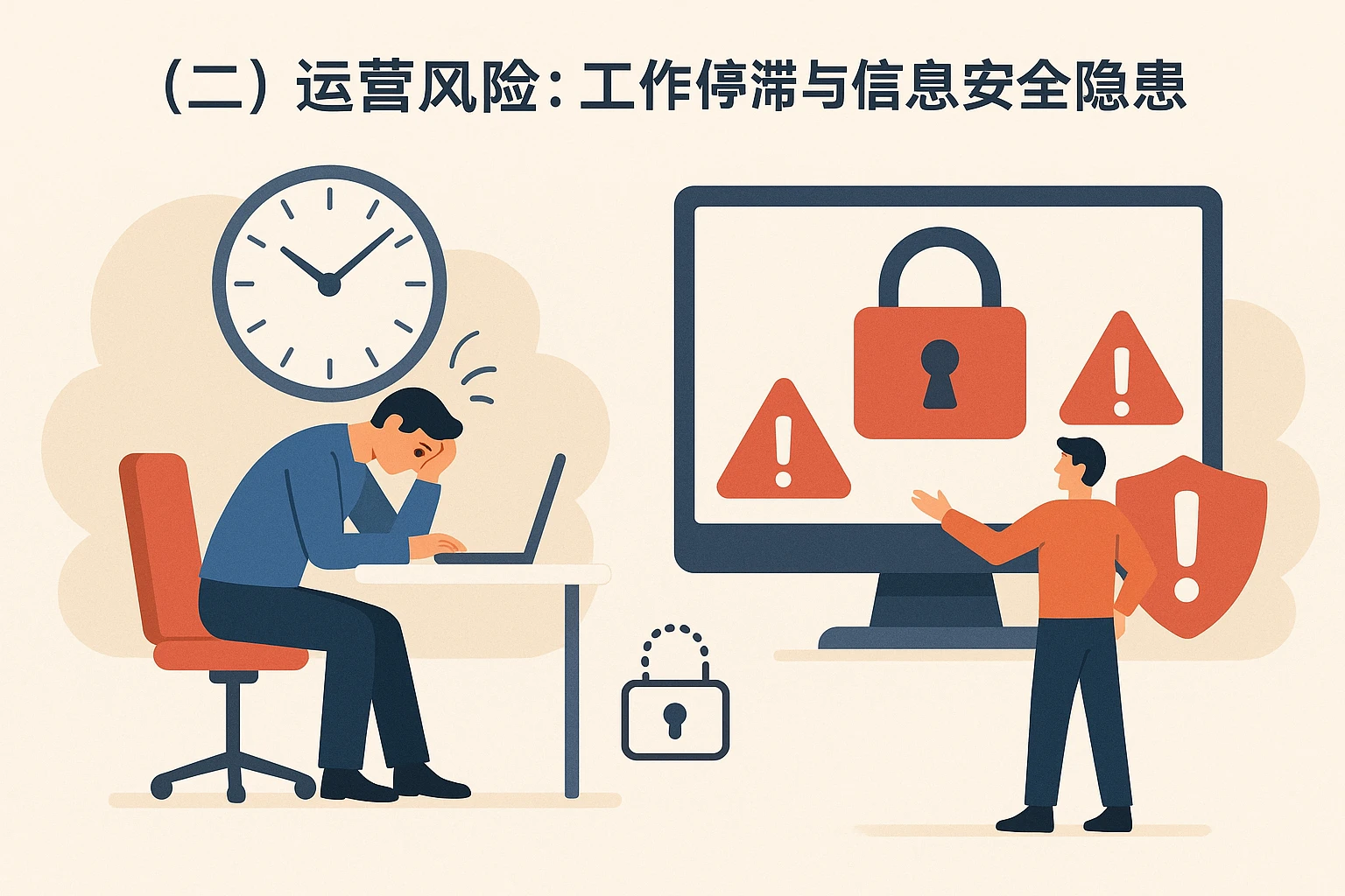 （二）运营风险：工作停滞与信息安全隐患