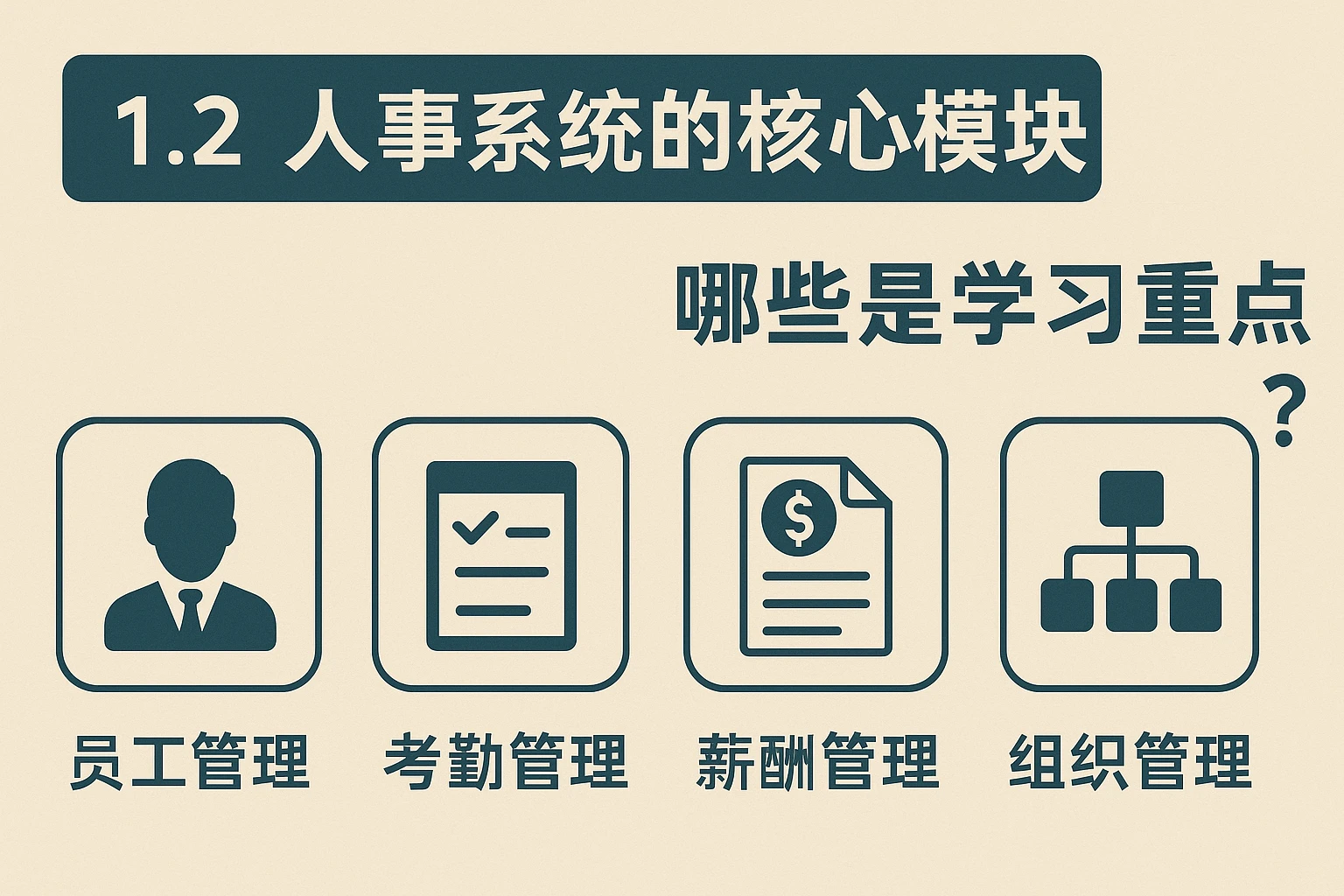 1.2 人事系统的核心模块：哪些是学习重点？