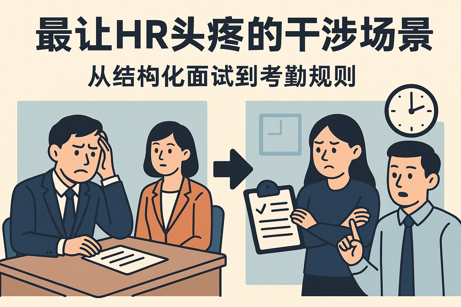 2. 最让HR头疼的干涉场景：从结构化面试到考勤规则