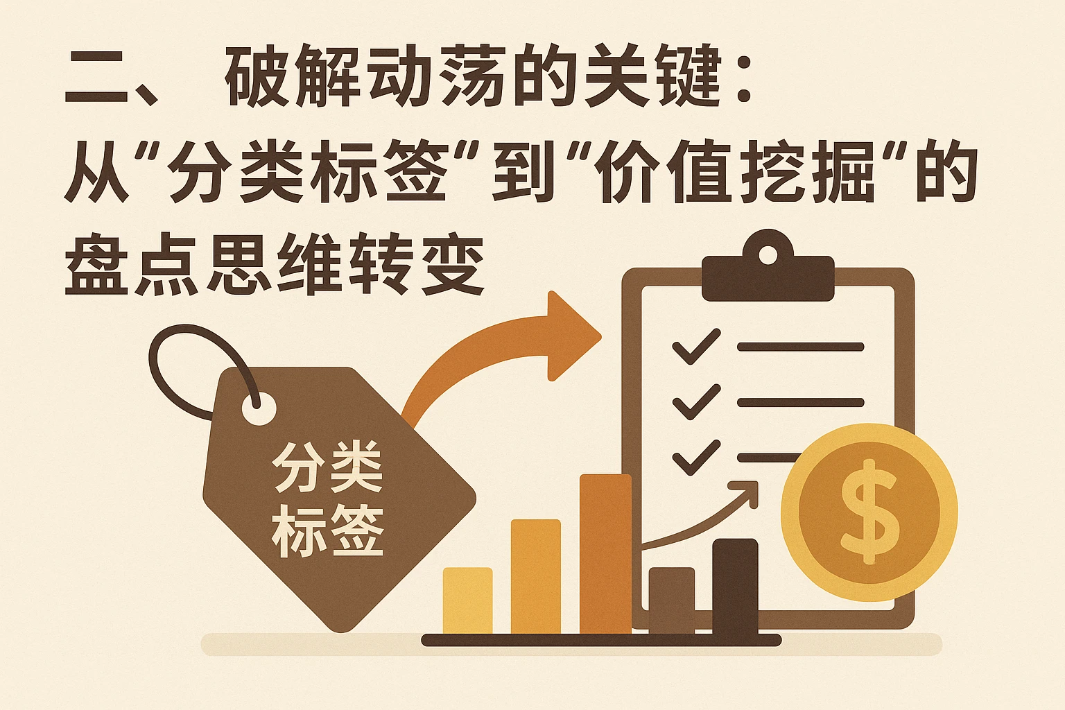 二、破解动荡的关键：从“分类标签”到“价值挖掘”的盘点思维转变