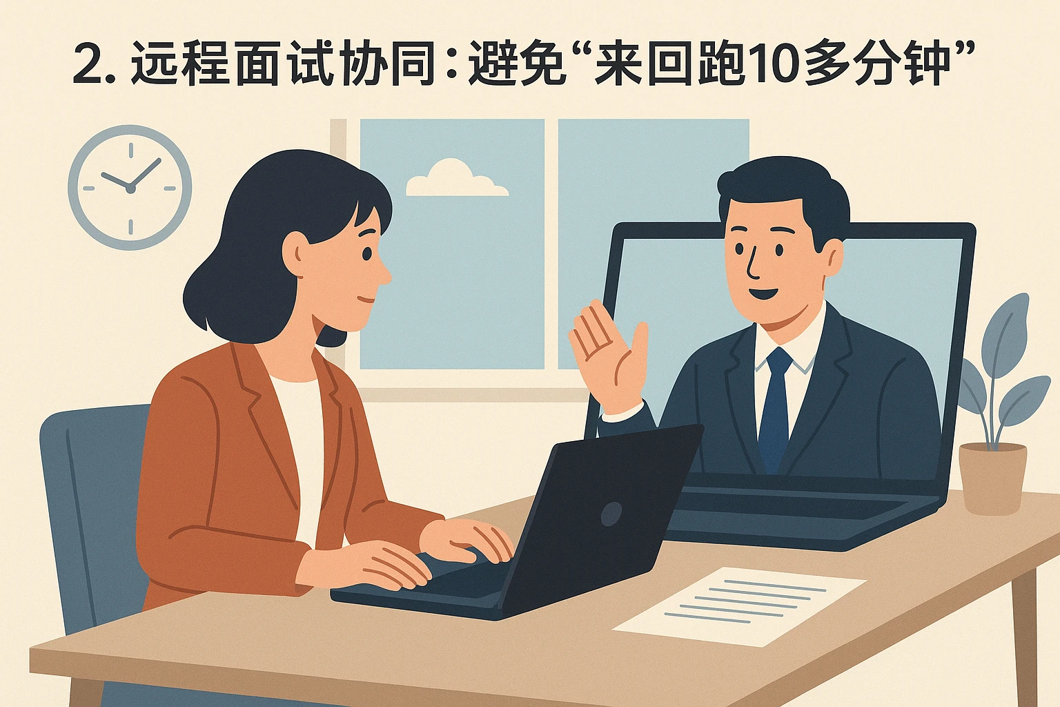 2. 远程面试协同：避免“来回跑10多分钟”的麻烦