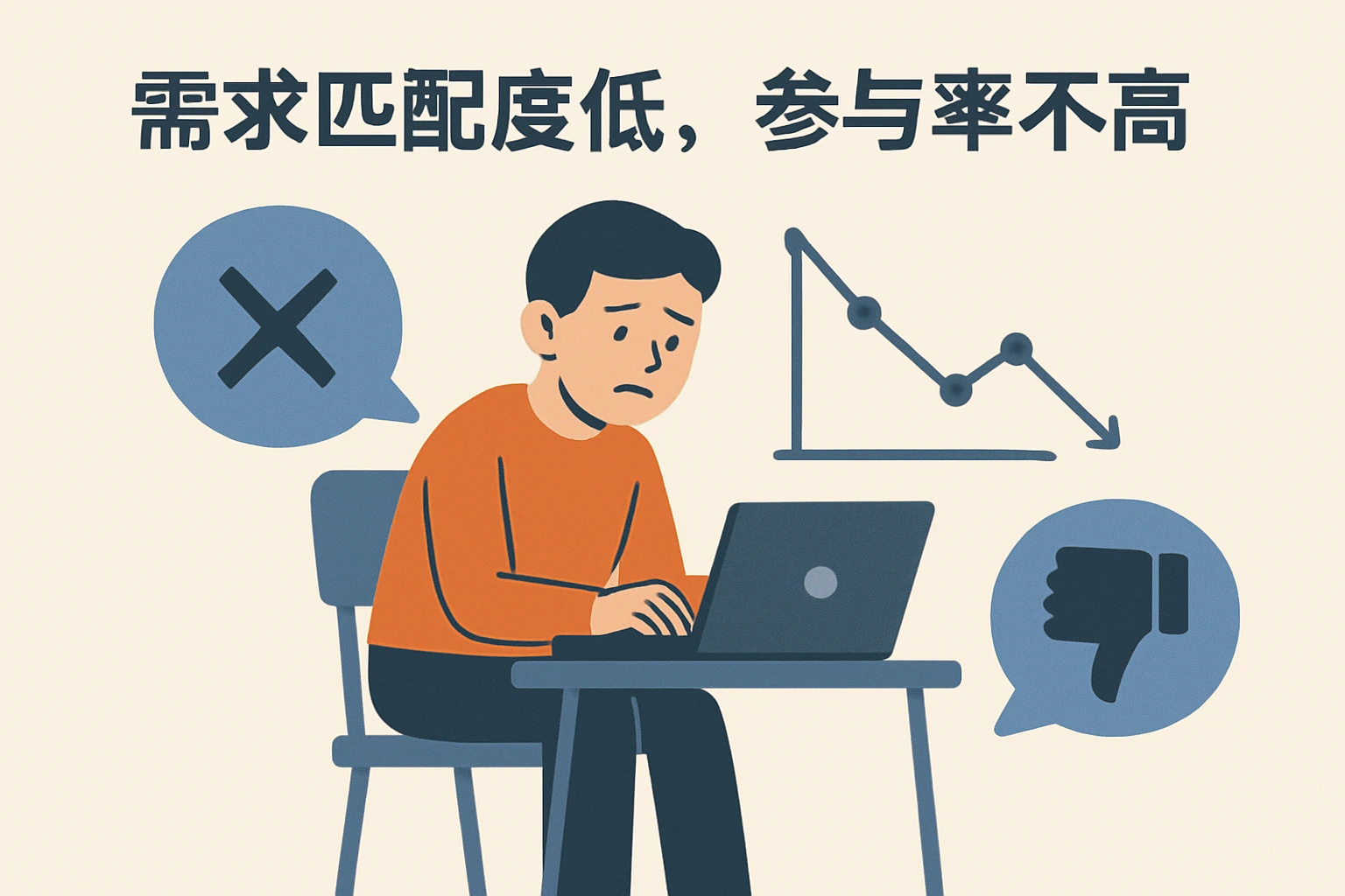 2. 需求匹配度低，参与率不高