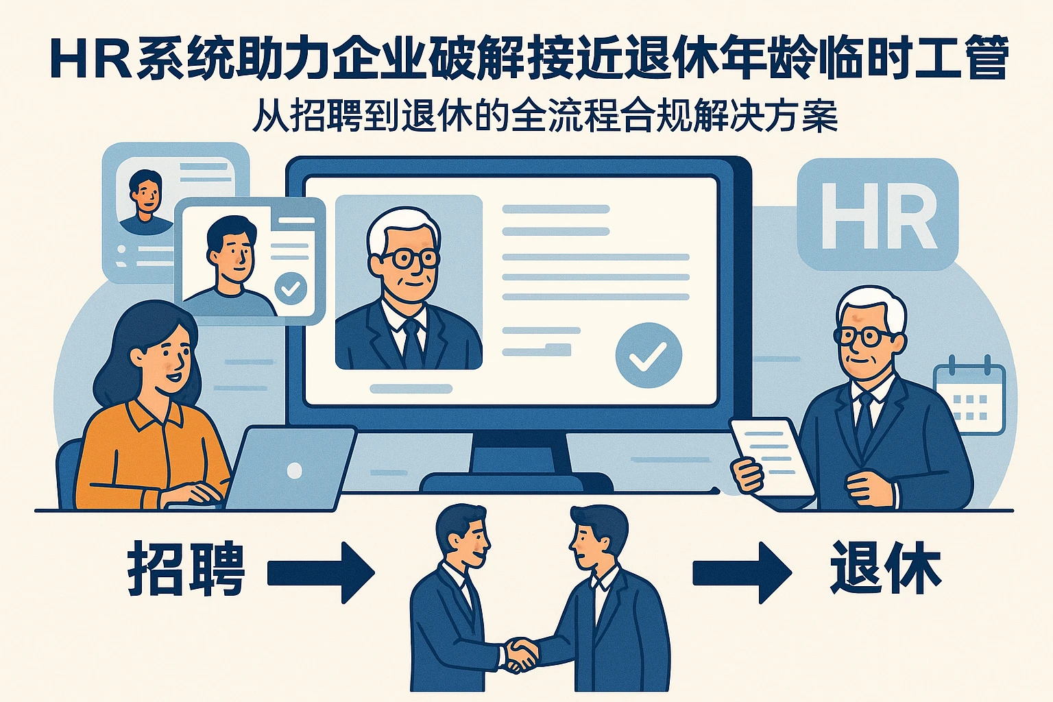 HR系统助力企业破解接近退休年龄临时工管理困局——从招聘到退休的全流程合规解决方案