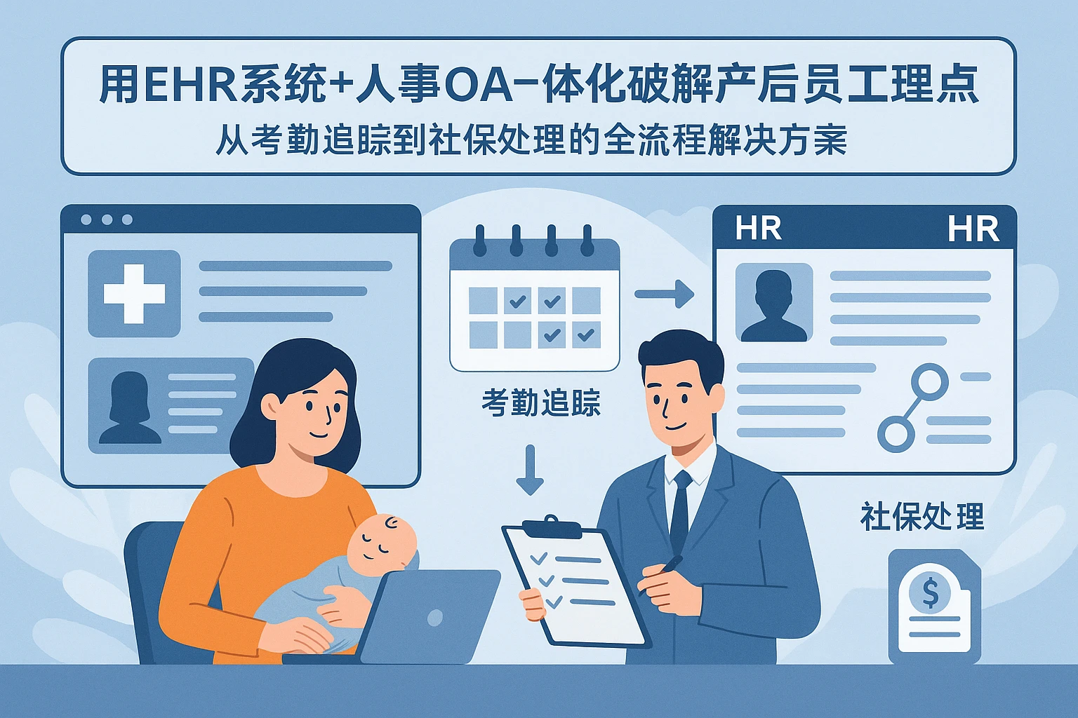 用EHR系统+人事OA一体化破解产后员工管理痛点：从考勤追踪到社保处理的全流程解决方案