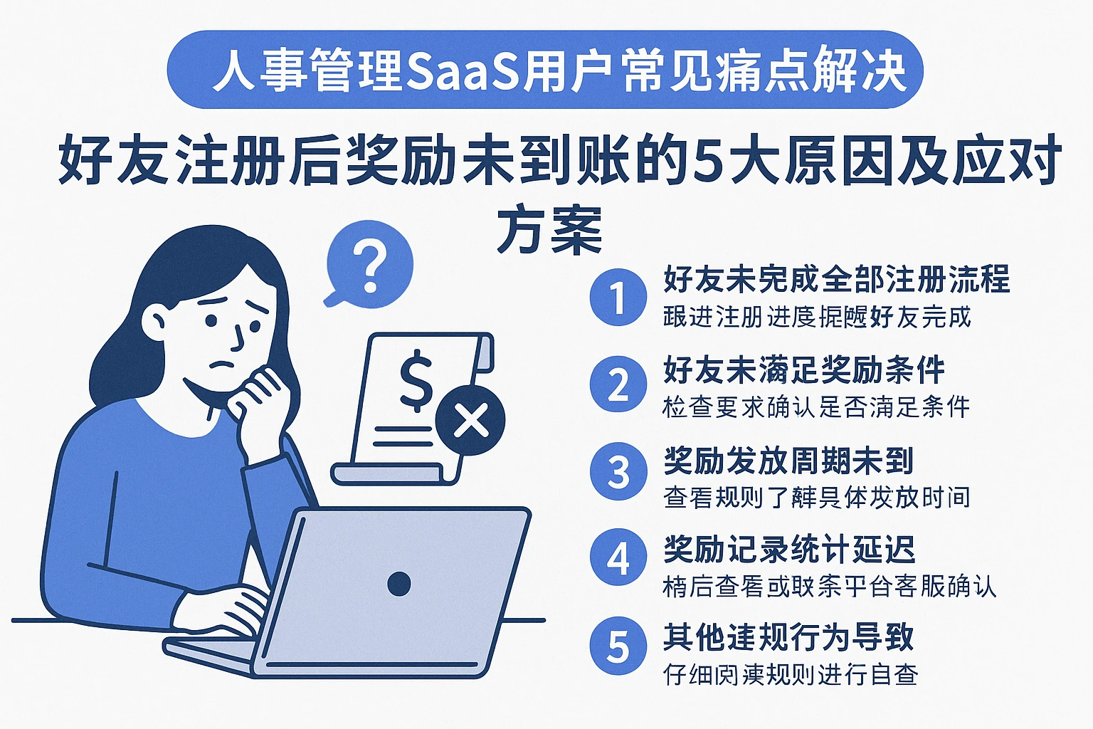 人事管理SaaS用户常见痛点解决:好友注册后奖励未到账的5大原因及应对方案