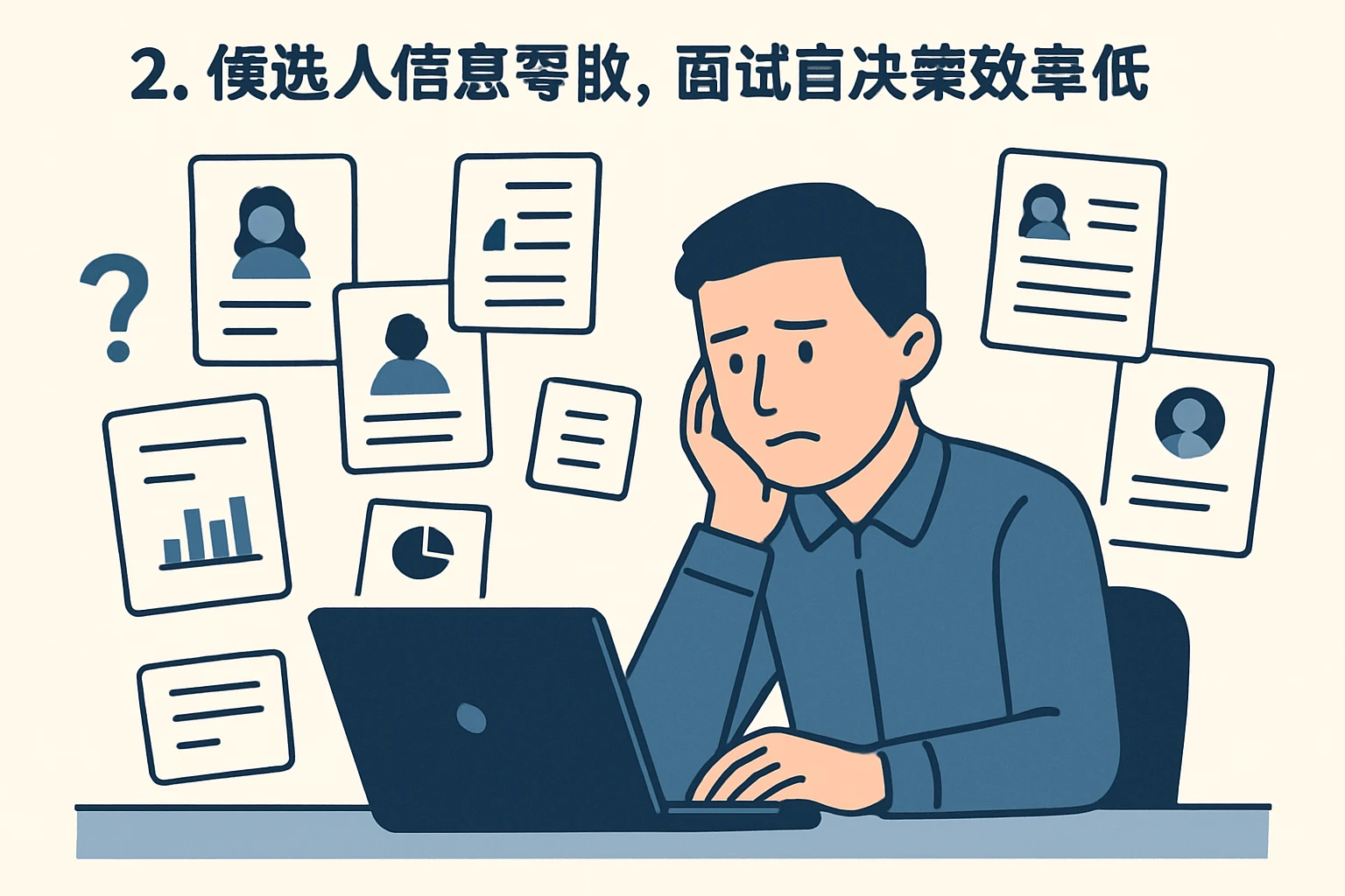 2. 候选人信息零散，面试官决策效率低