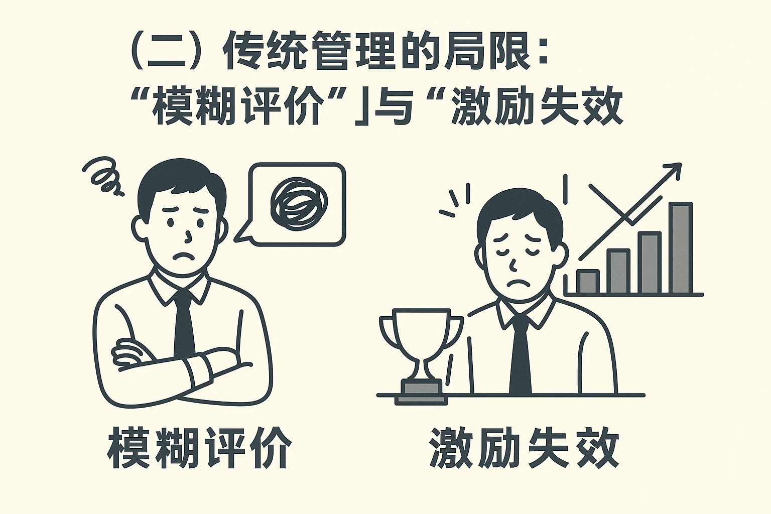 （二）传统管理的局限：“模糊评价”与“激励失效”