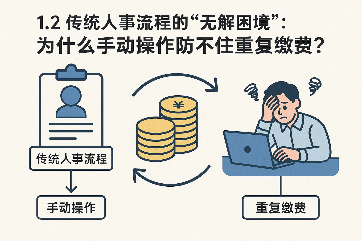 1.2 传统人事流程的“无解困境”：为什么手动操作防不住重复缴费？