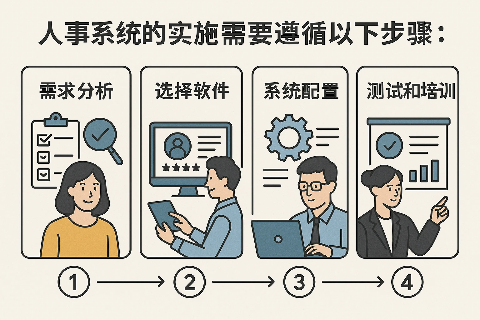 人事系统的实施需要遵循以下步骤：