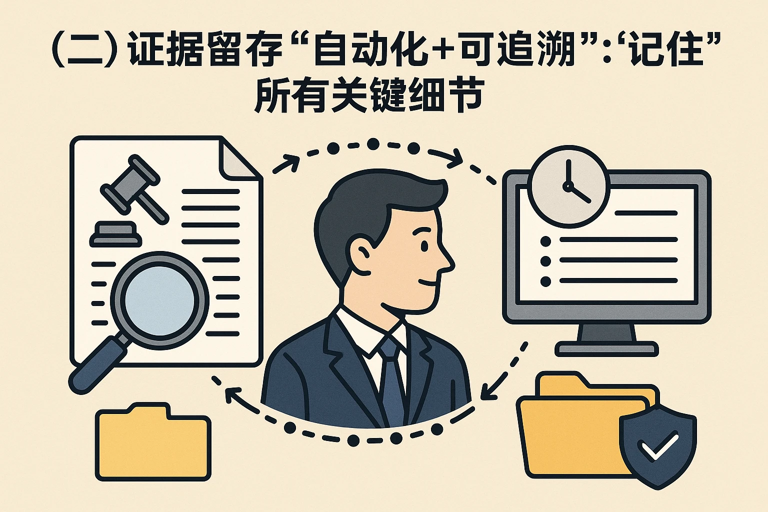 （二）证据留存“自动化+可追溯”：“记住”所有关键细节