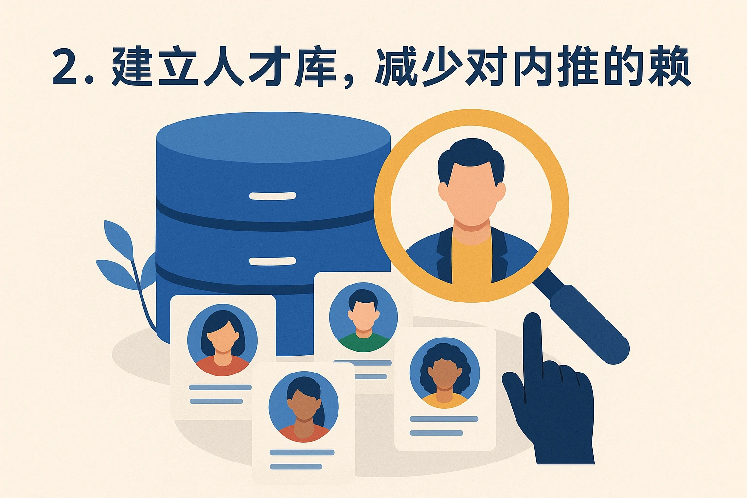 2. 建立人才库，减少对内推的依赖