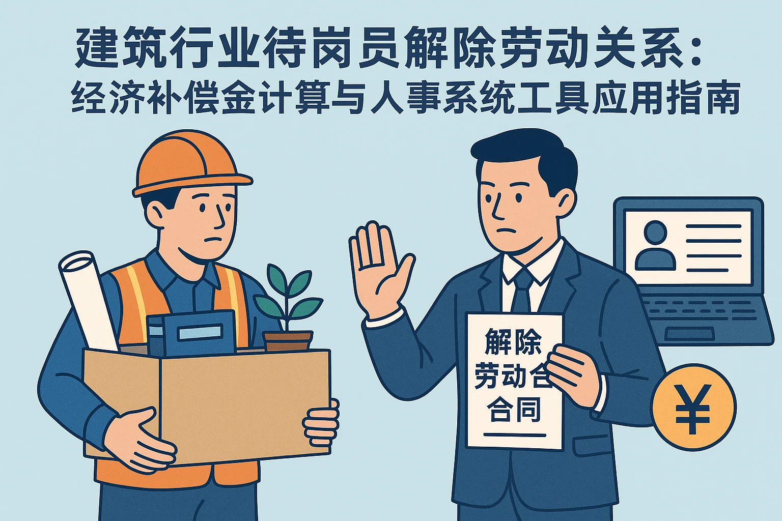 建筑行业待岗员工解除劳动关系：经济补偿金计算与人事系统工具应用指南