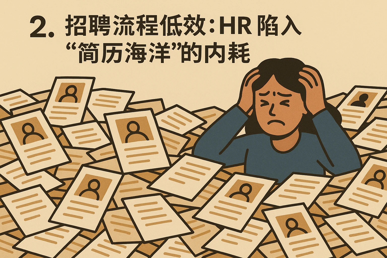 2. 招聘流程低效：HR陷入“简历海洋”的内耗