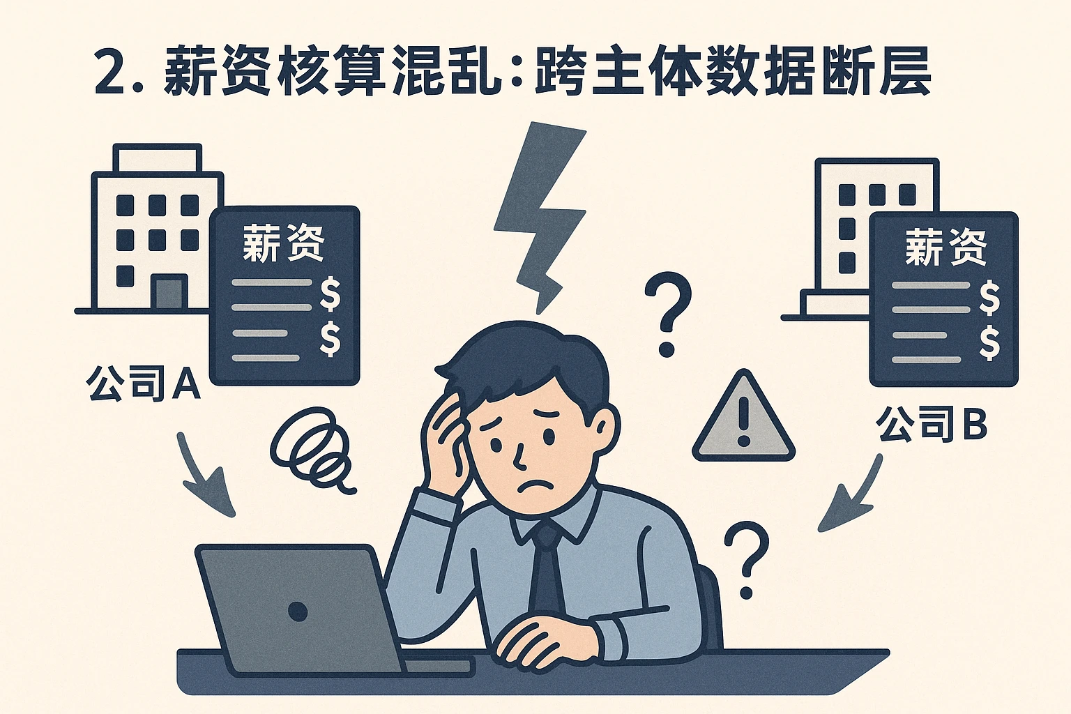 2. 薪资核算混乱：跨主体数据断层