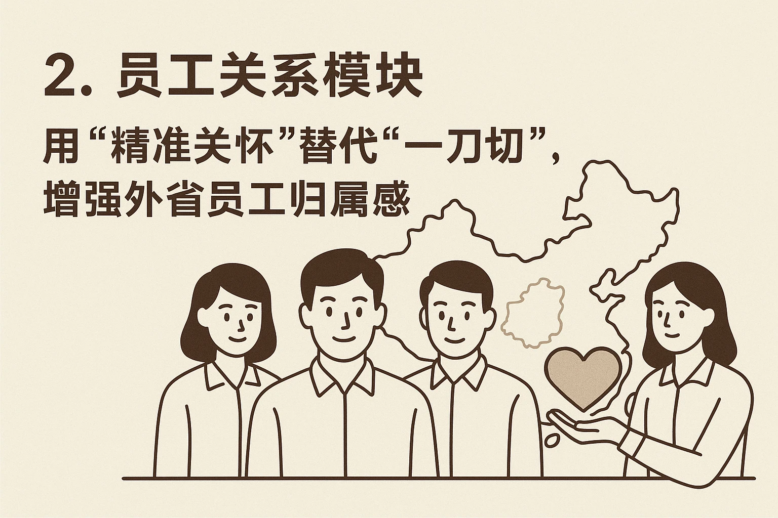 2. 员工关系模块：用“精准关怀”替代“一刀切”，增强外省员工归属感