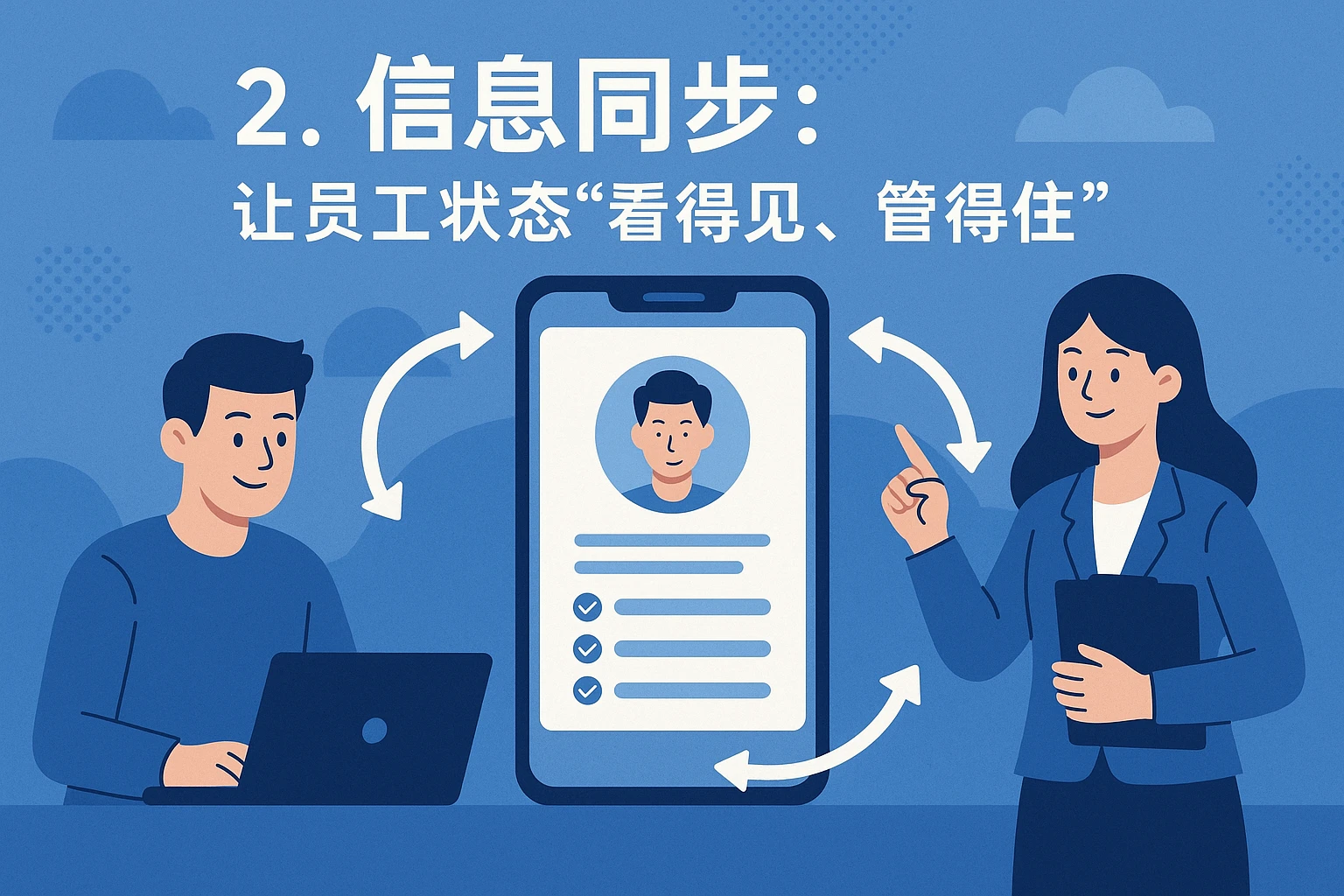2. 信息同步：让员工状态“看得见、管得住”