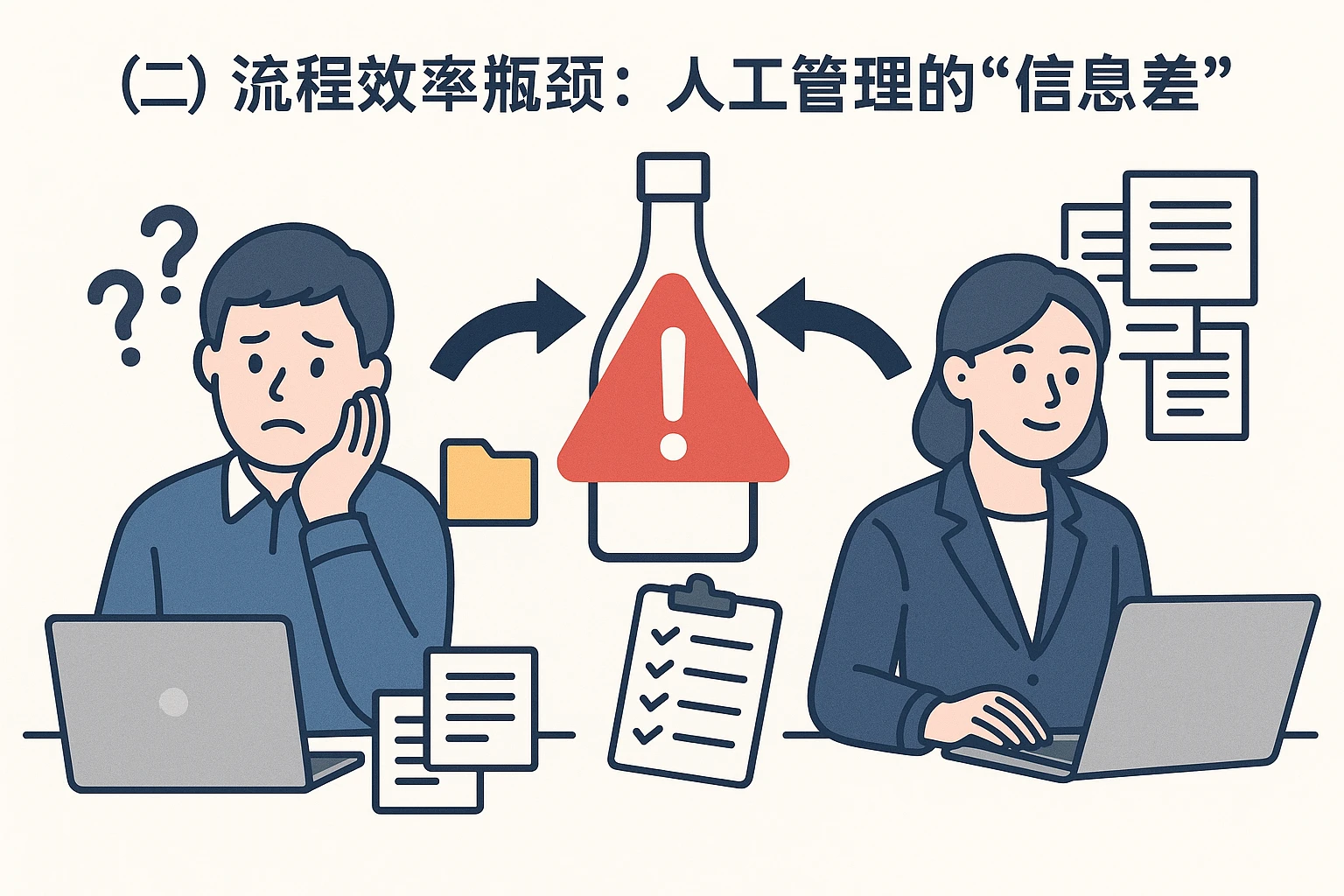 （二）流程效率瓶颈：人工管理的“信息差”