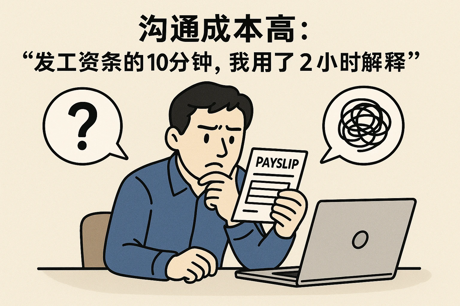 （2）沟通成本高：“发工资条的10分钟，我用了2小时解释”