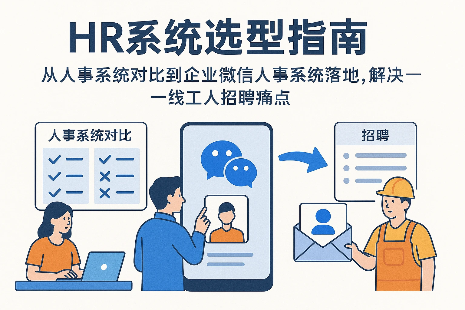 HR系统选型指南：从人事系统对比到企业微信人事系统落地，解决一线工人招聘痛点