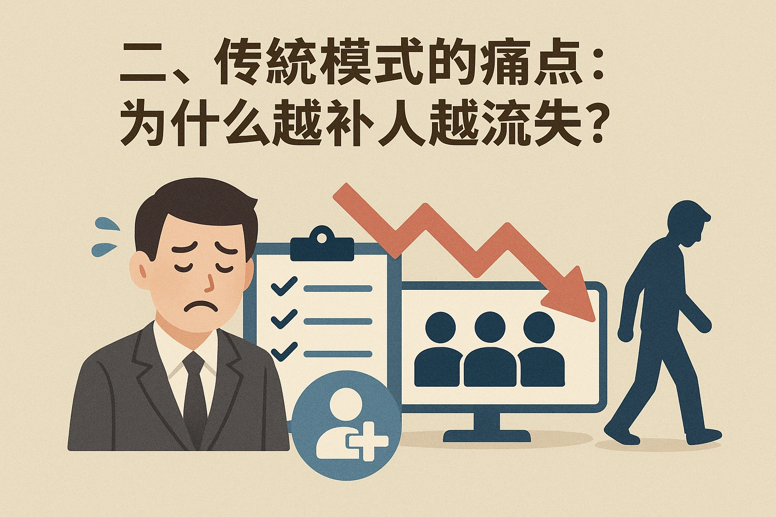 二、传统模式的痛点：为什么越补人越流失？
